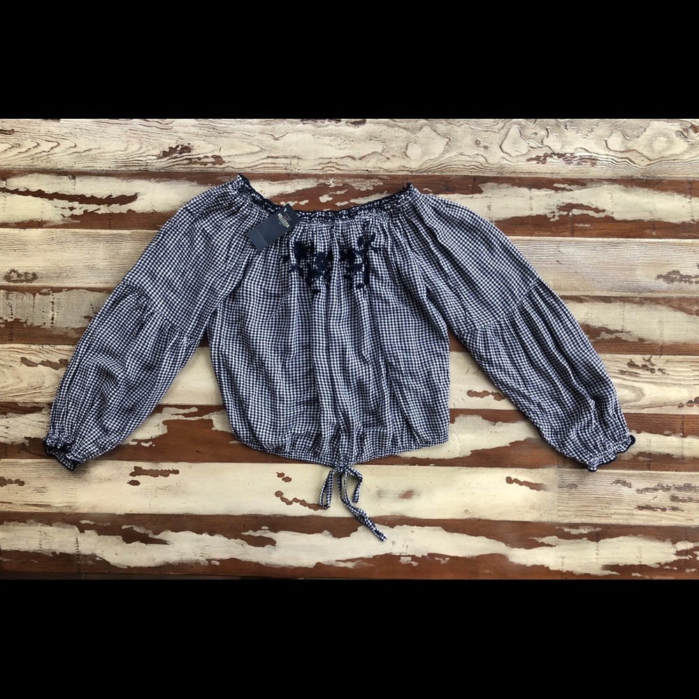 Hollister gingham checked blouse NWT